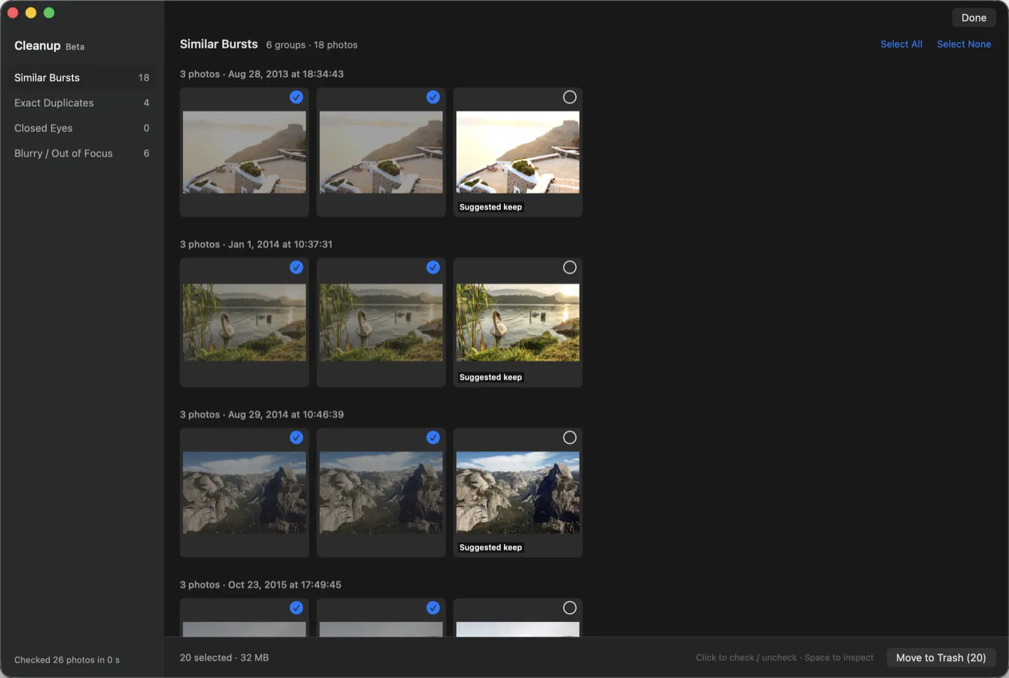 Flipic Cleanup Mode grouping similar bursts